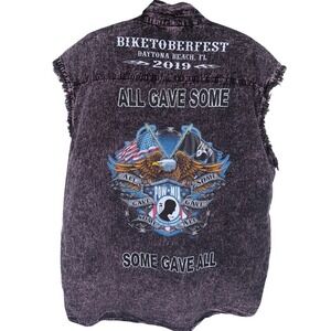 Biker Wear Biketoberfest 2019 Sleeveless Shirt‎ Mens 2XL Grunge Cut Off Distress